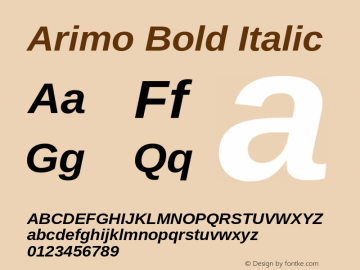 Arimo Bold Italic Version 1.23图片样张