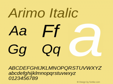 Arimo Italic Version 1.21 Font Sample
