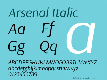 Arsenal Italic Version 1.000 Font Sample
