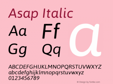 Asap Italic Version 1.001图片样张