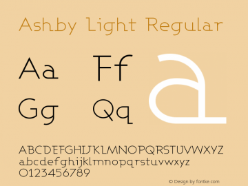 Ashby Light Regular 1.0 Font Sample
