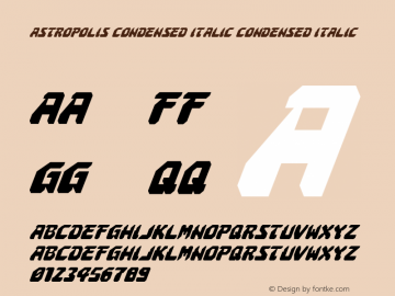 Astropolis Condensed Italic Condensed Italic 001.000 Font Sample