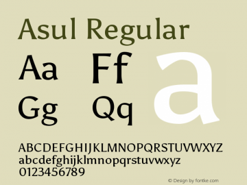 Asul Regular Version 1.001 Font Sample