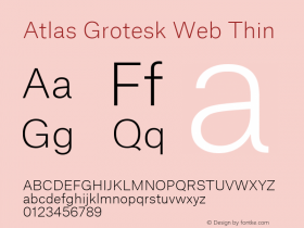 Atlas Grotesk Web Thin Version 1.001 2012 Font Sample