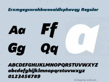 Erxmgegcnrahbwaoeidlcphavqy Regular Version 1.001; build 0005 Font Sample