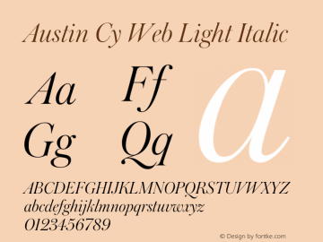 Austin Cy Web Light Italic Version 1.1 2016 Font Sample