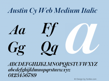 Austin Cy Web Medium Italic Version 1.1 2016 Font Sample