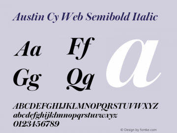 Austin Cy Web Semibold Italic Version 1.1 2016 Font Sample