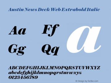 Austin News Deck Web Extrabold Italic Version 1.1 2015 Font Sample