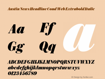 Austin News Headline Cond Web Extrabold Italic Version 1.1 2016图片样张