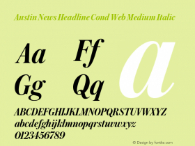 Austin News Headline Cond Web Medium Italic Version 1.1 2016 Font Sample