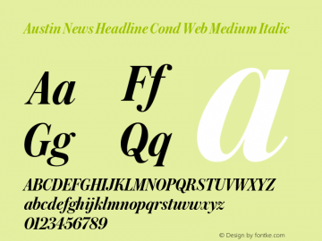 Austin News Headline Cond Web Medium Italic Version 1.1 2016图片样张