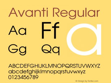 Avanti Regular 001.001 Font Sample