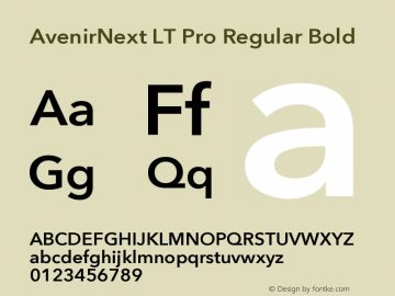 AvenirNext LT Pro Regular Bold Version 1.100;PS 001.001;hotconv 1.0.38 Font Sample