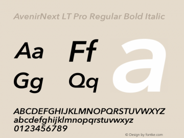 AvenirNext LT Pro Regular Bold Italic Version 1.100;PS 001.001;hotconv 1.0.38 Font Sample