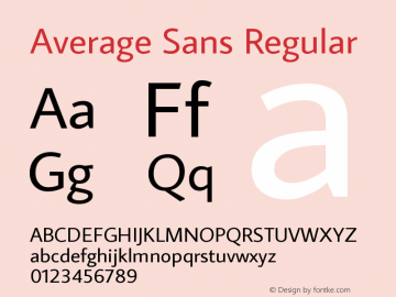 Average Sans Regular Version 1.001 Font Sample