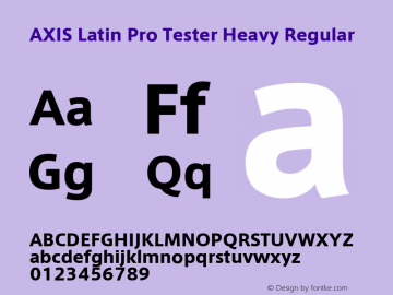 AXIS Latin Pro Tester Heavy Regular Version 1.101;PS 1.000;Core 1.0.38;makeotf.lib1.6.5960; TT 0.93 Font Sample