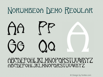 Norumbega Demo Regular Macromedia Fontographer 4.1.4 6/24/00 Font Sample