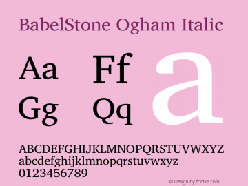 BabelStone Ogham Italic Version 2.00 June 4, 2013 Font Sample