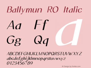 Ballymun RO Italic Version Version 0.64  6/6/19 Font Sample