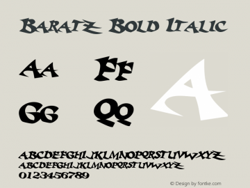 Baratz Bold Italic The IMSI MasterFonts Collection, tm 1995, 1996 IMSI (International Microcomputer Software Inc.) Font Sample