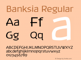 Banksia Regular Altsys Fontographer 4.0 8/5/2001图片样张