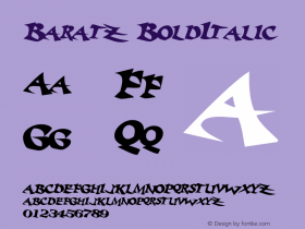 Baratz BoldItalic Macromedia Fontographer 4.1.5 5/17/98 Font Sample