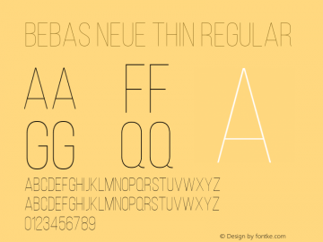 Bebas Neue Thin Regular Version 1.003;PS 001.003;hotconv 1.0.70;makeotf.lib2.5.58329图片样张
