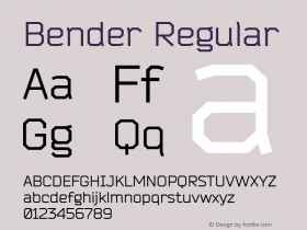 Bender Regular Version 1.000 2009 initial release图片样张