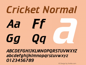 Cricket Normal 1.0 Tue Sep 22 17:26:46 1992 Font Sample