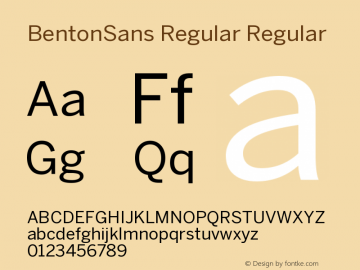BentonSans Regular Regular Version 1.0 Font Sample