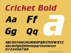 Cricket Bold 1.0 Fri Feb 01 07:44:03 1980 Font Sample