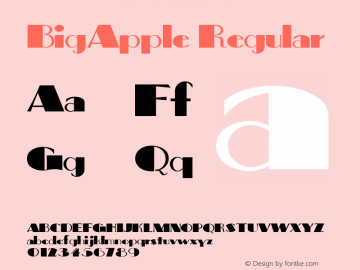 BigApple Regular Converted from e:\nickfo~1\pcttf\BIA_____.TF1 by ALLTYPE Font Sample