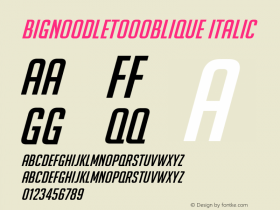 BigNoodleTooOblique Italic Version 1.1; 2014 Font Sample