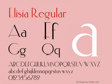 Elisia Regular The IMSI MasterFonts Collection, tm 1995, 1996 IMSI (International Microcomputer Software Inc.) Font Sample