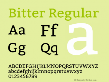 Bitter Regular Version 1.300;PS 001.300;hotconv 1.0.70;makeotf.lib2.5.58329 DEVELOPMENT Font Sample