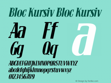 Bloc Kursiv Bloc Kursiv Macromedia Fontographer 4.1.3 15.02.02 Font Sample