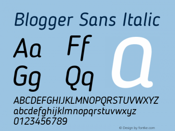 Blogger Sans Italic 1.21; CC 4.0 BY-ND Font Sample