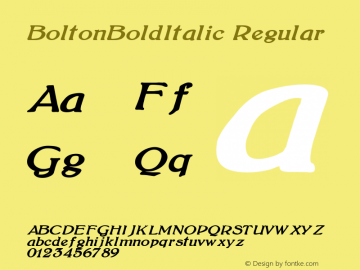 BoltonBoldItalic Regular Version 1.00 Font Sample