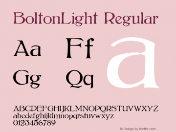 BoltonLight Regular Version 1.00 Font Sample