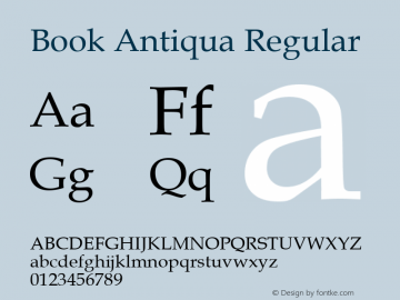 Book Antiqua Regular Version 2.20 Font Sample