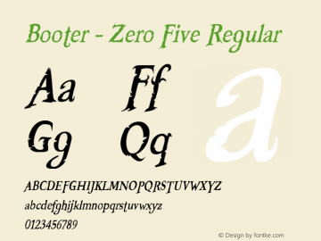 Booter - Zero Five Regular 2.00aMM Font Sample