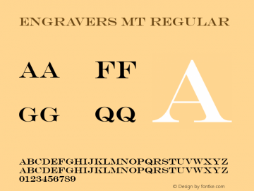 Engravers MT Regular 001.003 Font Sample