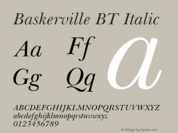 Baskerville BT Italic Version 1.01 emb4-OT图片样张