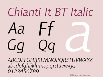 Chianti It BT Italic Version 1.01 emb4-OT图片样张