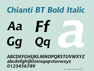 Chianti BT Bold Italic mfgpctt-v1.87 Jan 31 1997 Font Sample