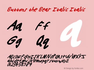 Buttons the Bear Italic Italic 001.000 Font Sample