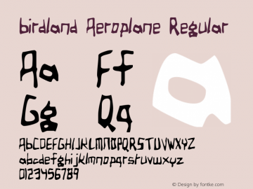 Birdland Aeroplane Regular Version 2.000 2004 Font Sample