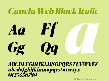 Canela Web Black Italic Version 1.1 2016 Font Sample