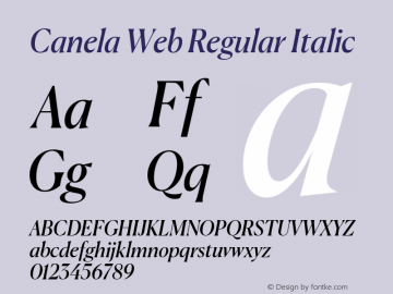 Canela Web Regular Italic Version 1.1 2016 Font Sample
